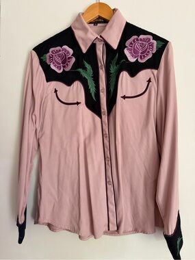 Original Manuel Cuevas Pink Floral Embroidered Shirt